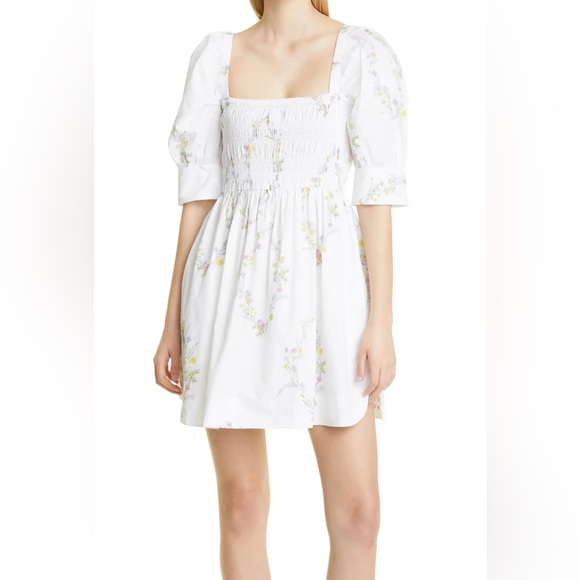 Ganni Floral organic babydoll minidress - Picture 4 of 6